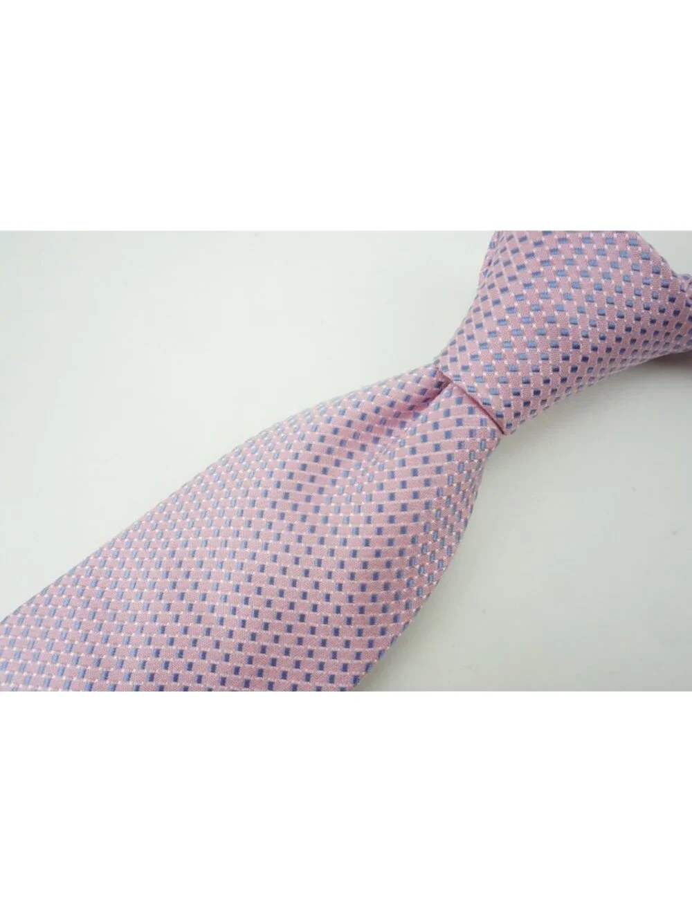 Eton Flamingo Pink Sky Blue Micro Geometric 100% Silk Tie Brand New With Tags
